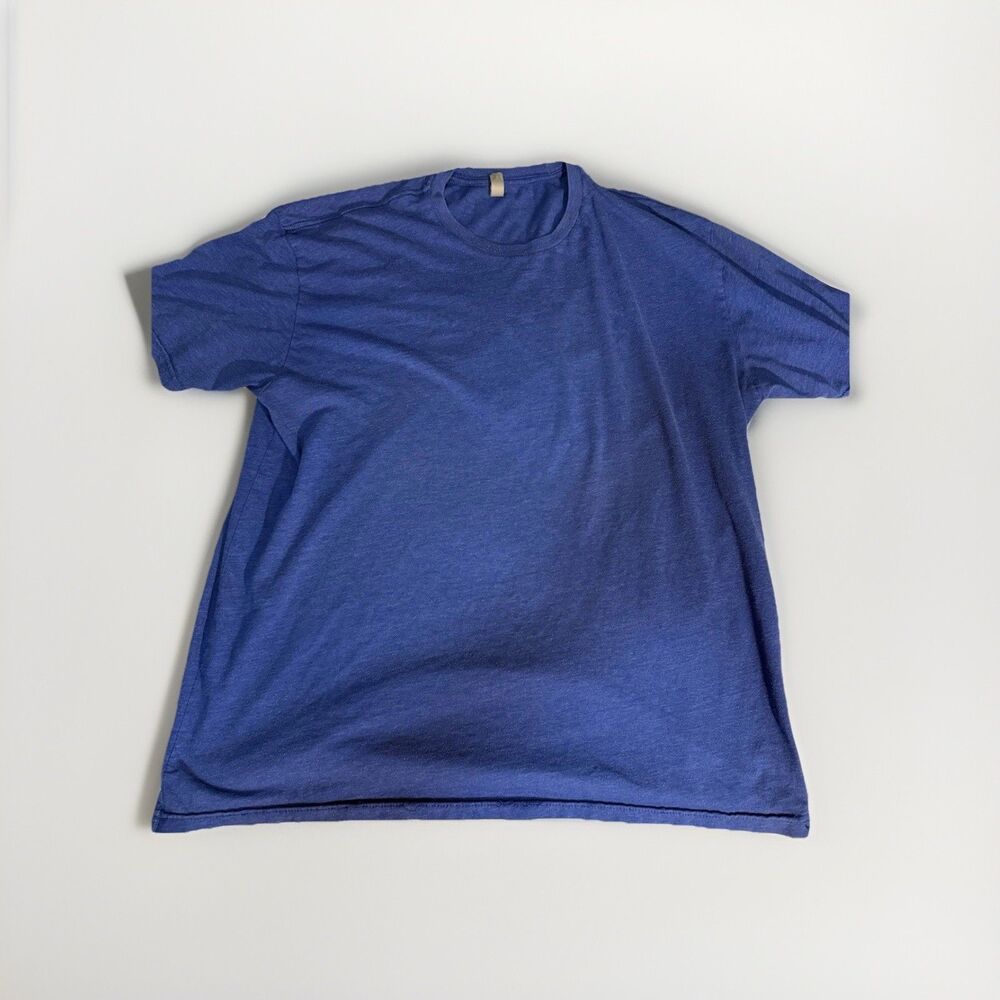 Men's Blue Jersey Cotton Polyester Crew Neck Short Sleeve T-Shirt XXL